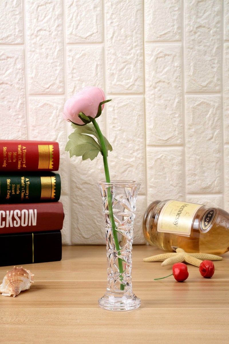Giftale 6" Height Clear Plastic Bud Vase Glass Like,Crystal Acrylic Vase for One Rose Break-Resistant #2022 - Image 2